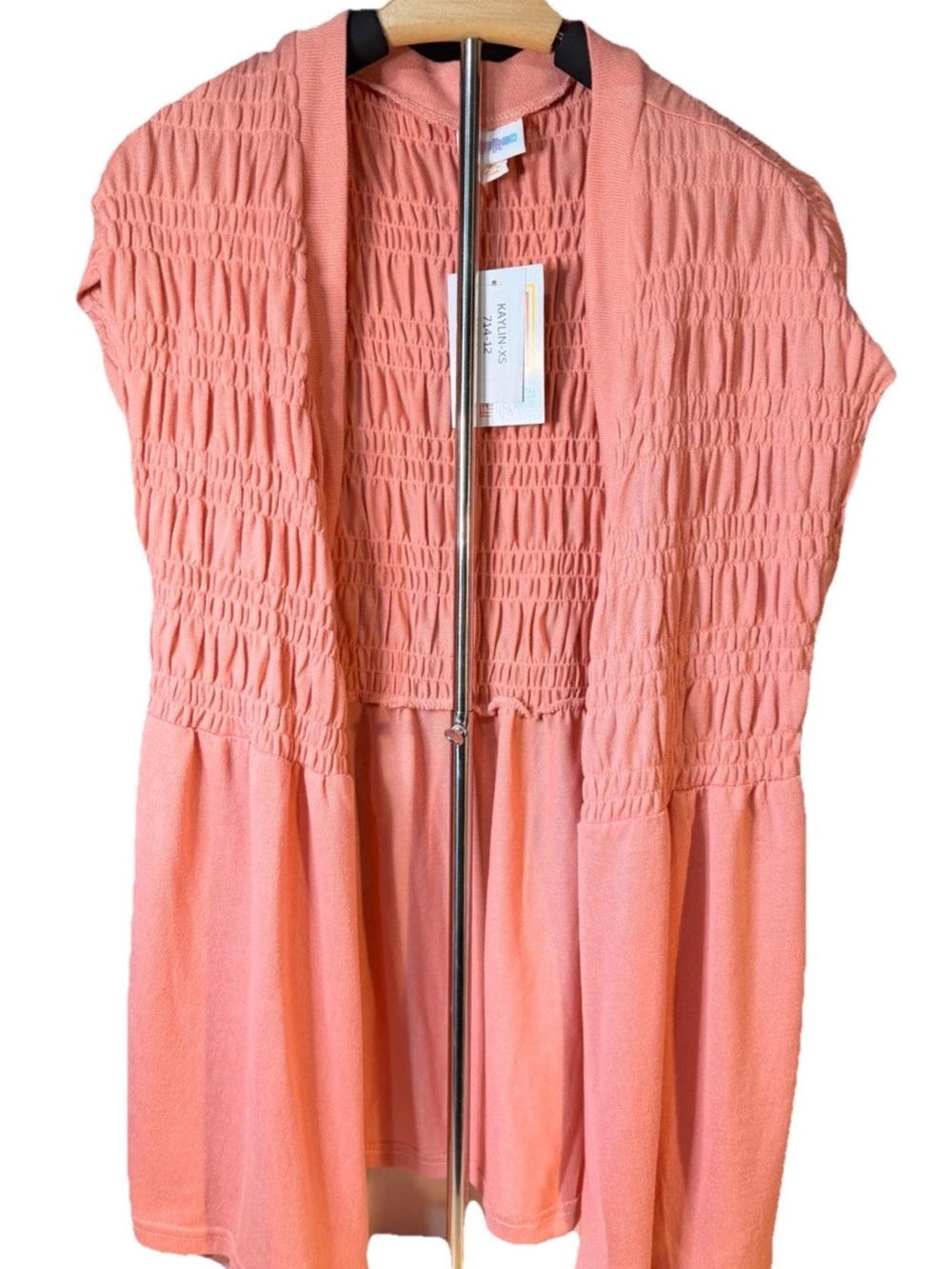 Lularoe Open Cardigan, short sleeve in Coral Pink